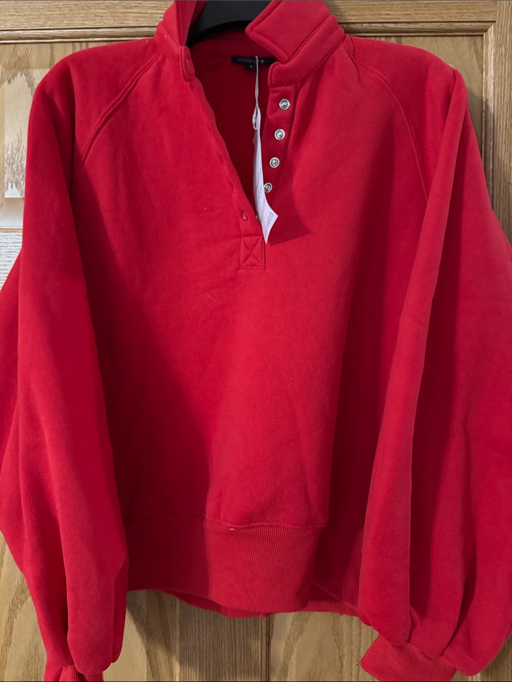 Papermoon Red Snap-Front Pullover Sweatshirt